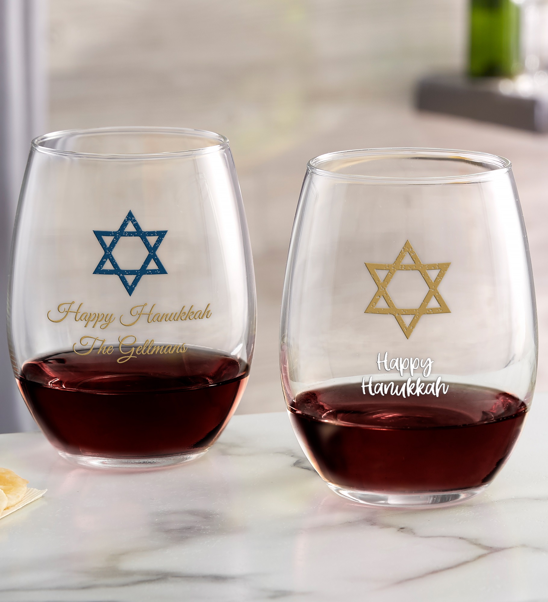 Choose Your Icon Personalized Hanukkah Wine Glass Collection